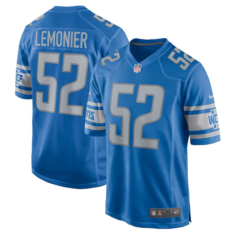 Men Detroit Lions #52 Jessie Lemonier Nike Blue Game Player NFL Jersey